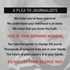A plea to journalists - Do not let them silence you! Share this poster!